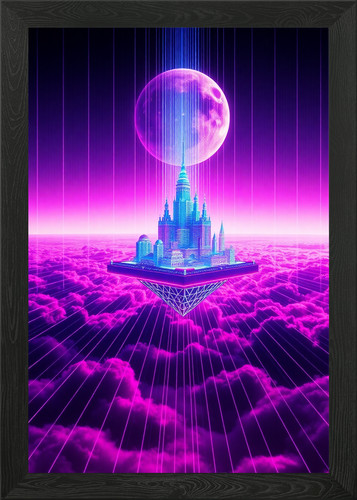 Floating holographic city - holographic,