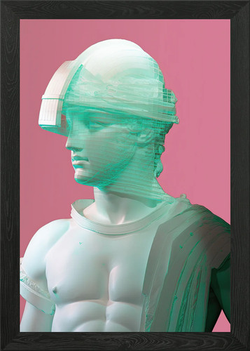 Holographic man framed - man,