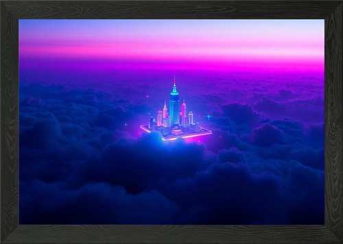 Floating holographic city - holographic,