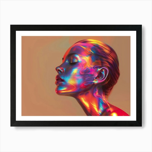 Holographic woman art print - holographic,