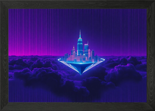 Floating holographic city - holographic,